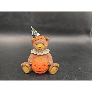 Halloween Teddy Figurine With Jack O Lantern Mini